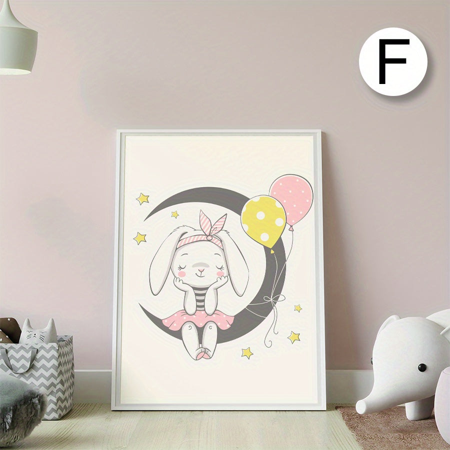 Watercolor Style Animal Cartoon Poster Room Decoration Elephant Bear Rabbit