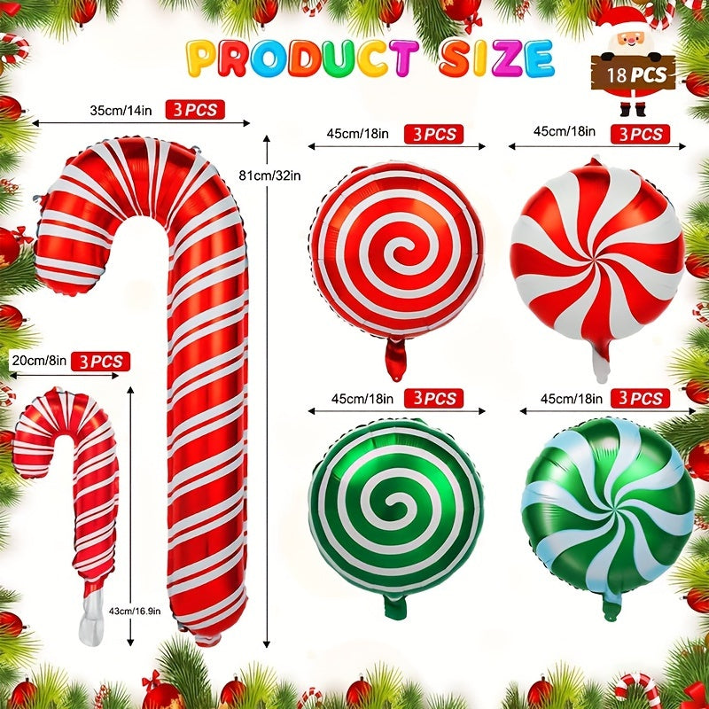 18pcs Christmas Candy Balloon Set Red Green Mylar Candy Balloon
