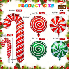 18pcs Christmas Candy Balloon Set Red Green Mylar Candy Balloon