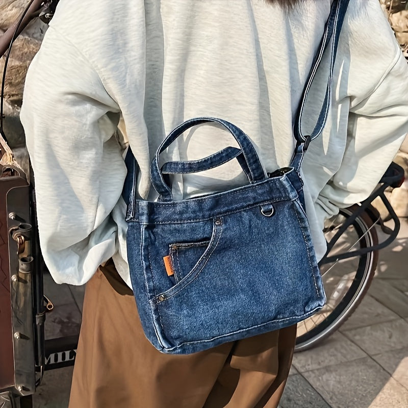 Portable Denim Square Bag for Traveling