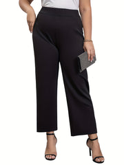  Solid Wide Leg Pants Women's Plus Wide Leg Pants