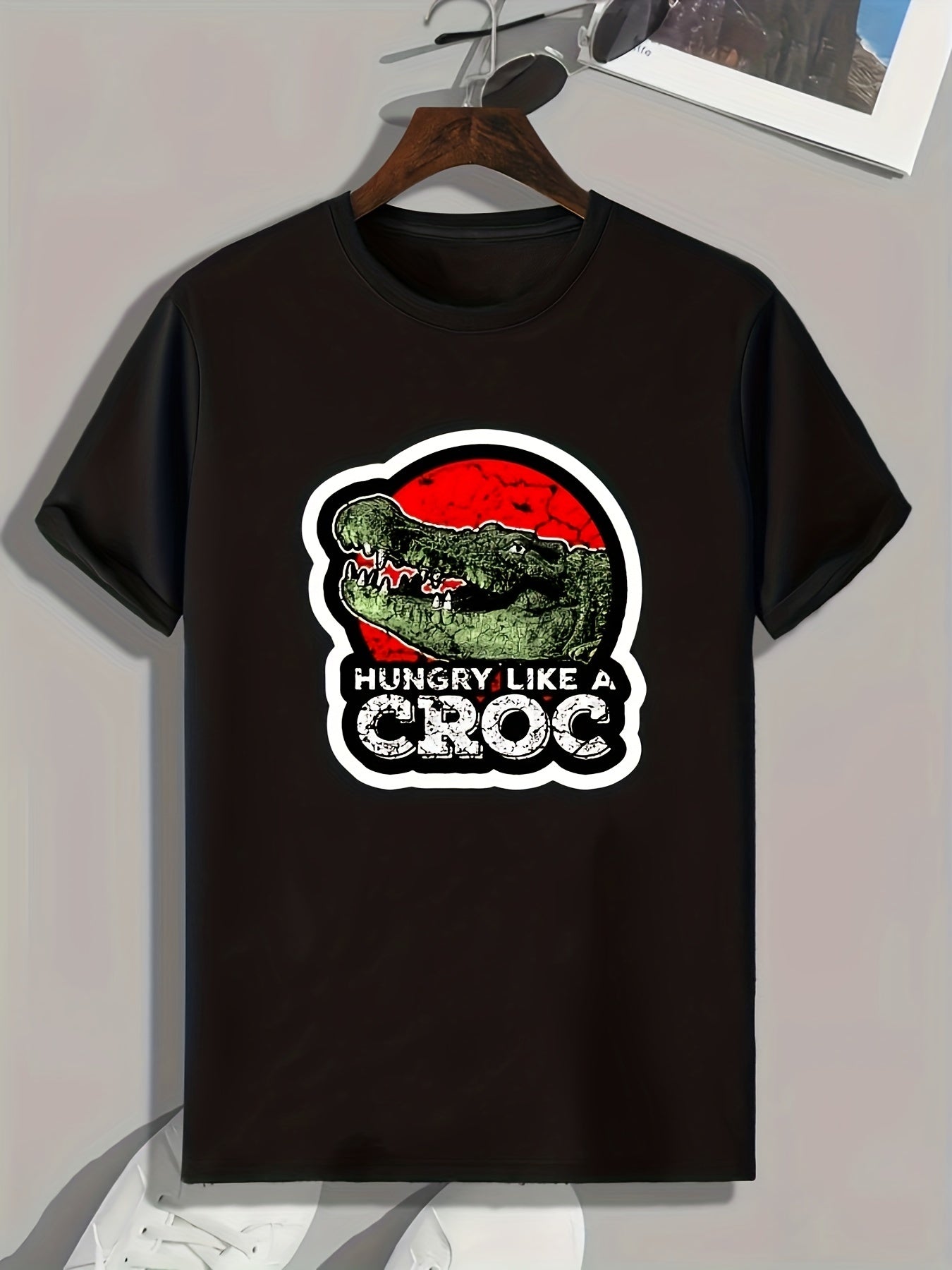 Crocodile Print Men's Graphic T-shirt for Summer