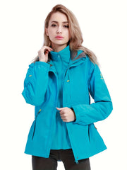 Women's 3-in-1 Winter Ski Hooded Jacket - Waterproof & Windproof
