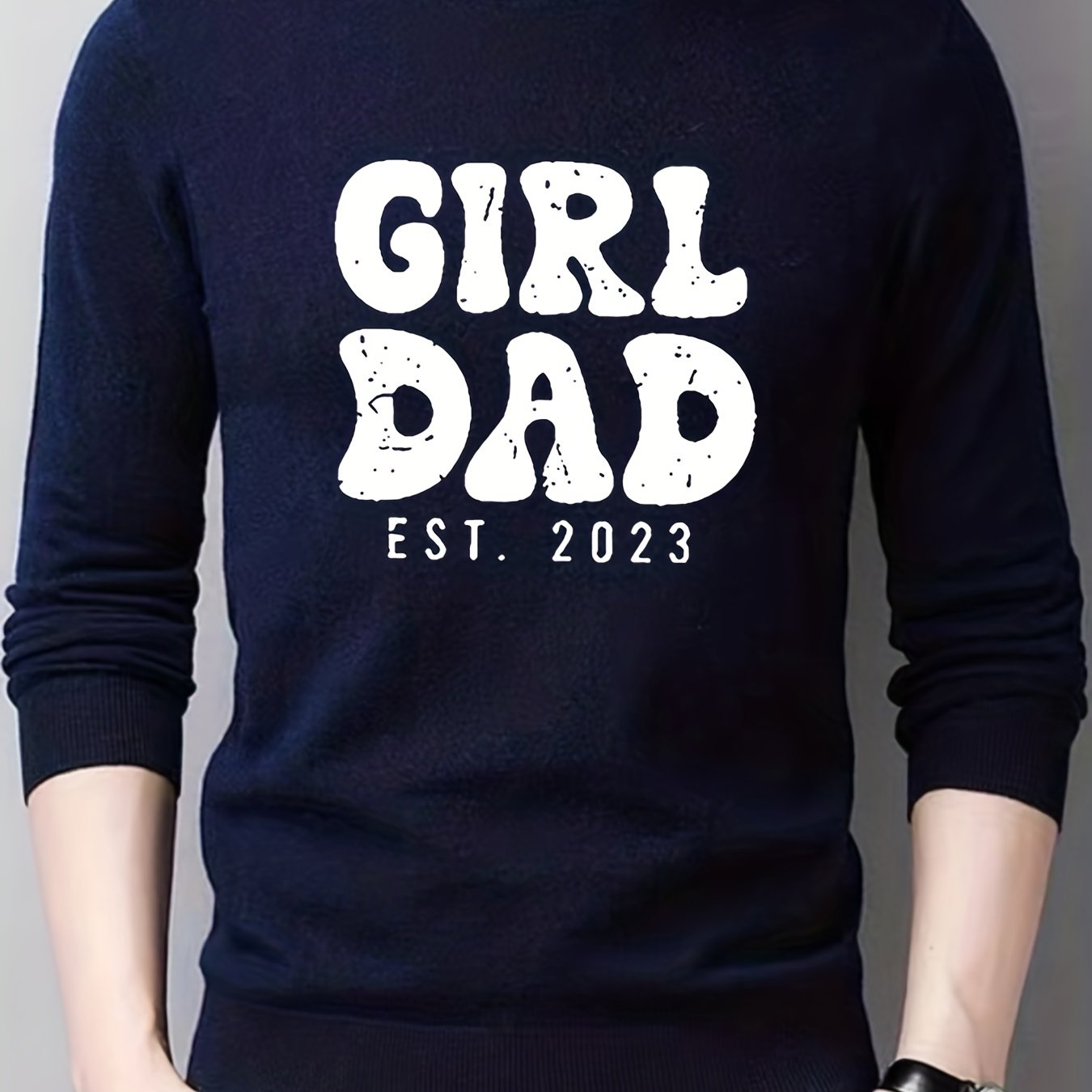 Girl & Dad Knitted Sweater Men's Warm Crew Neck Pullover