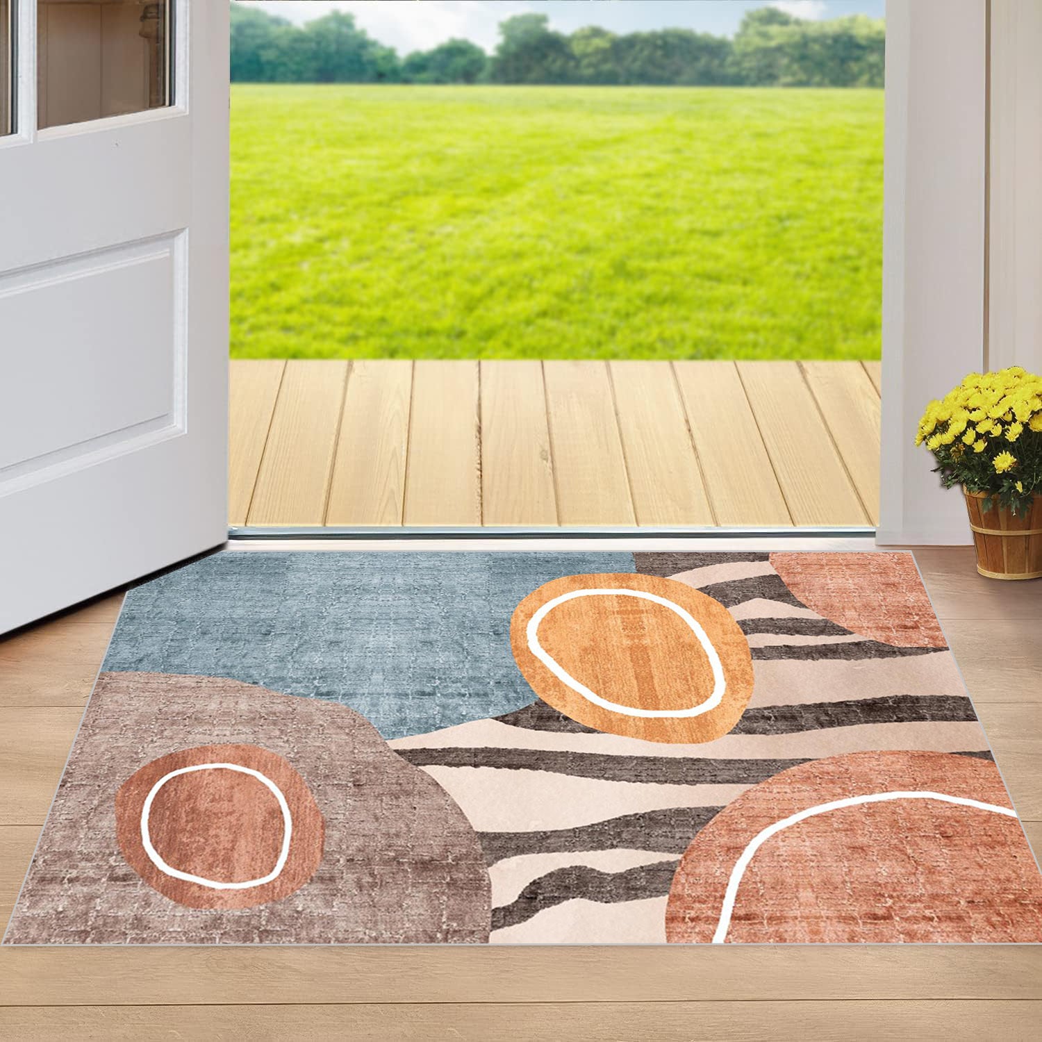 Boho Anti Fatigue Kitchen Rugs Rubber Backed Non Slip Door Mats