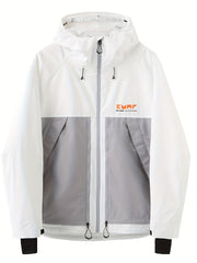 Men's Block Zipper Waterproof Hooded Snow Jacket Winter Coat