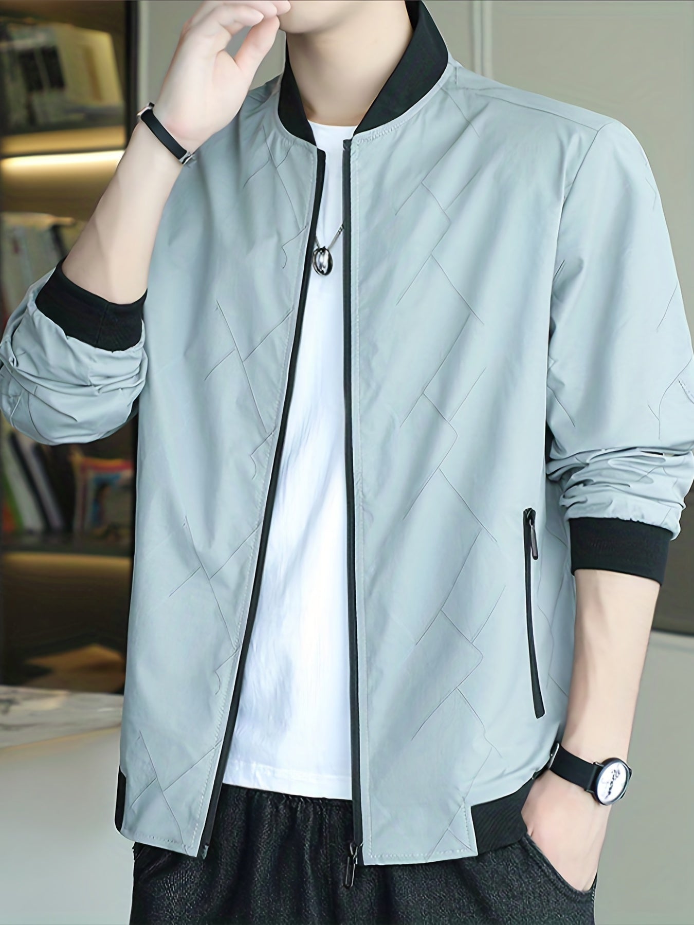 Men's Casual Baseball Jacket Coat Regular Fit