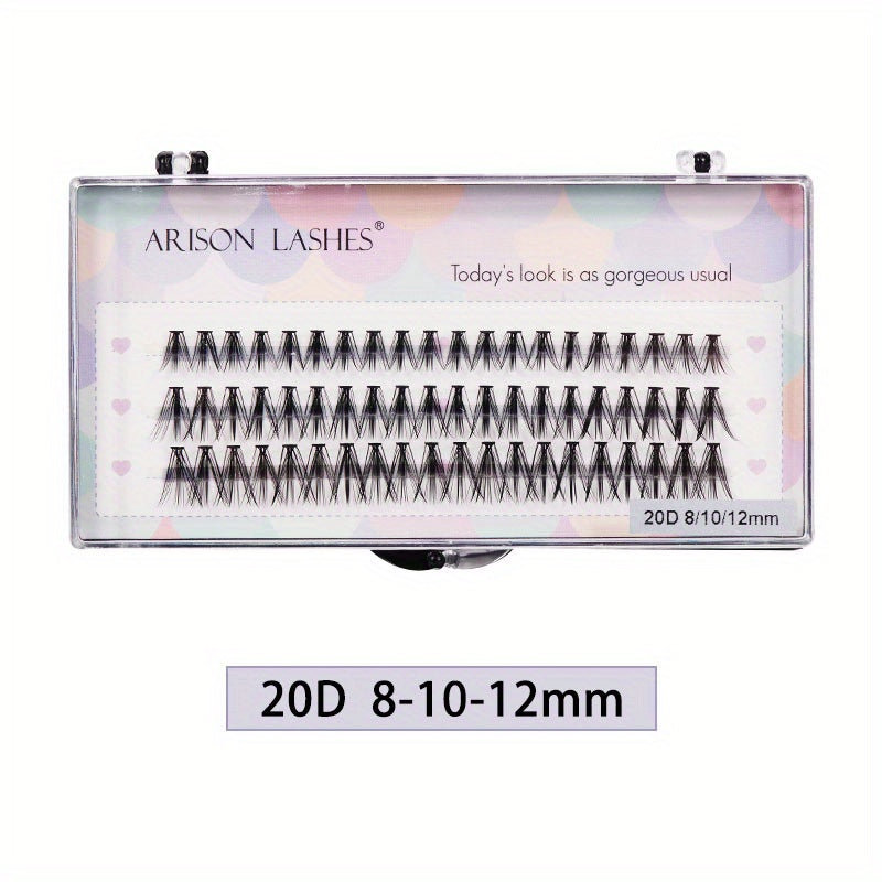 60pcs Cluster Lashes 20D 30D 40D 50D 8 12mm Mix D Curling DIY Individual Lashes