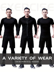 Men's Sports Set: Zip Up Hoodie Jacket & T-shirt & Shorts