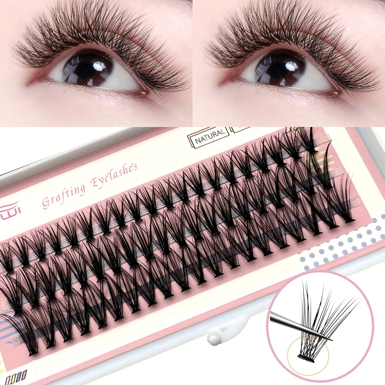 60 Cluster Lashes 20D C Curl Soft Natural False Eyelashes DIY Extension