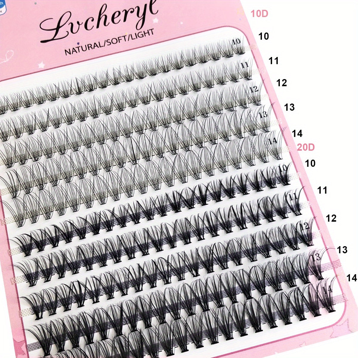 200Pcs 10D 20D Cluster Lashes D Curling Eyelash Extension