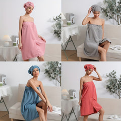 2pcs Bowknot Hair Towel & Drying Cap Set Absorbent Quick Drying Bathrobe