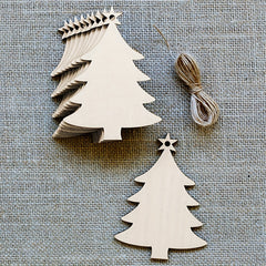 10pcs Wooden Christmas Tree Pendant Snowman Decor DIY Wood Crafts