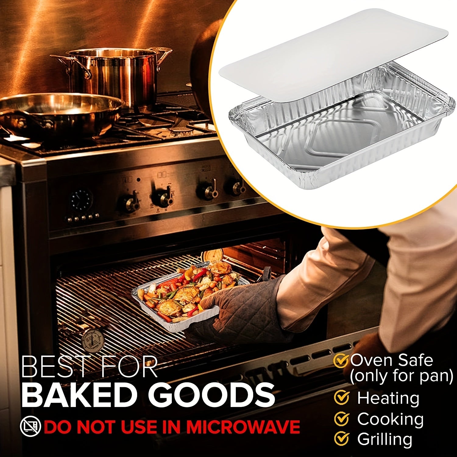 20Pcs 9x7 Aluminum Pans w/ Lids Take Out Containers