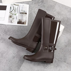 Women's Waterproof Knee High Boots Low Heel Slip On Outdoor Shoes