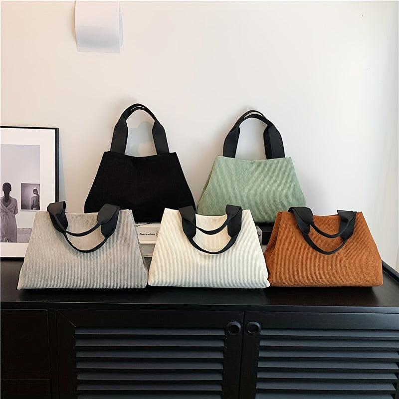 Stylish Solid Tote Bag Retro Style Casual Handbag