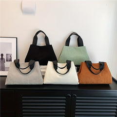Stylish Solid Tote Bag Retro Style Casual Handbag