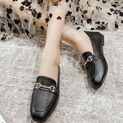 Women's Heart Buckle Flat Loafers Slip On Shoes