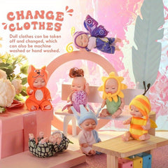 Mini Baby Dolls 4 Inch Realistic PVC Assorted Doll Set with Pajamas