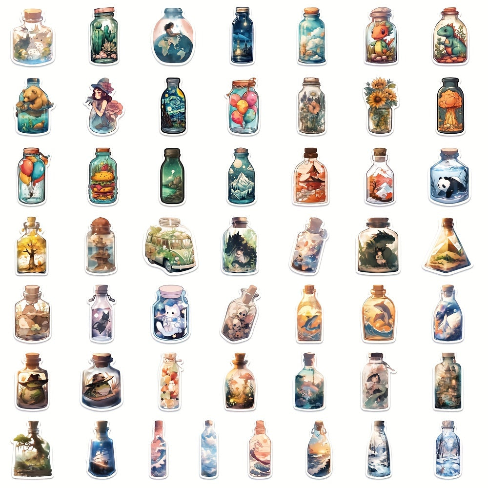 50pcs Dreamy Cartoon Animals Flowers Waterproof Stickers