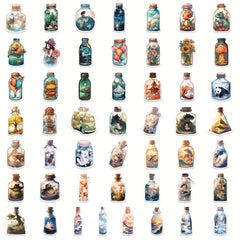 50pcs Dreamy Cartoon Animals Flowers Waterproof Stickers
