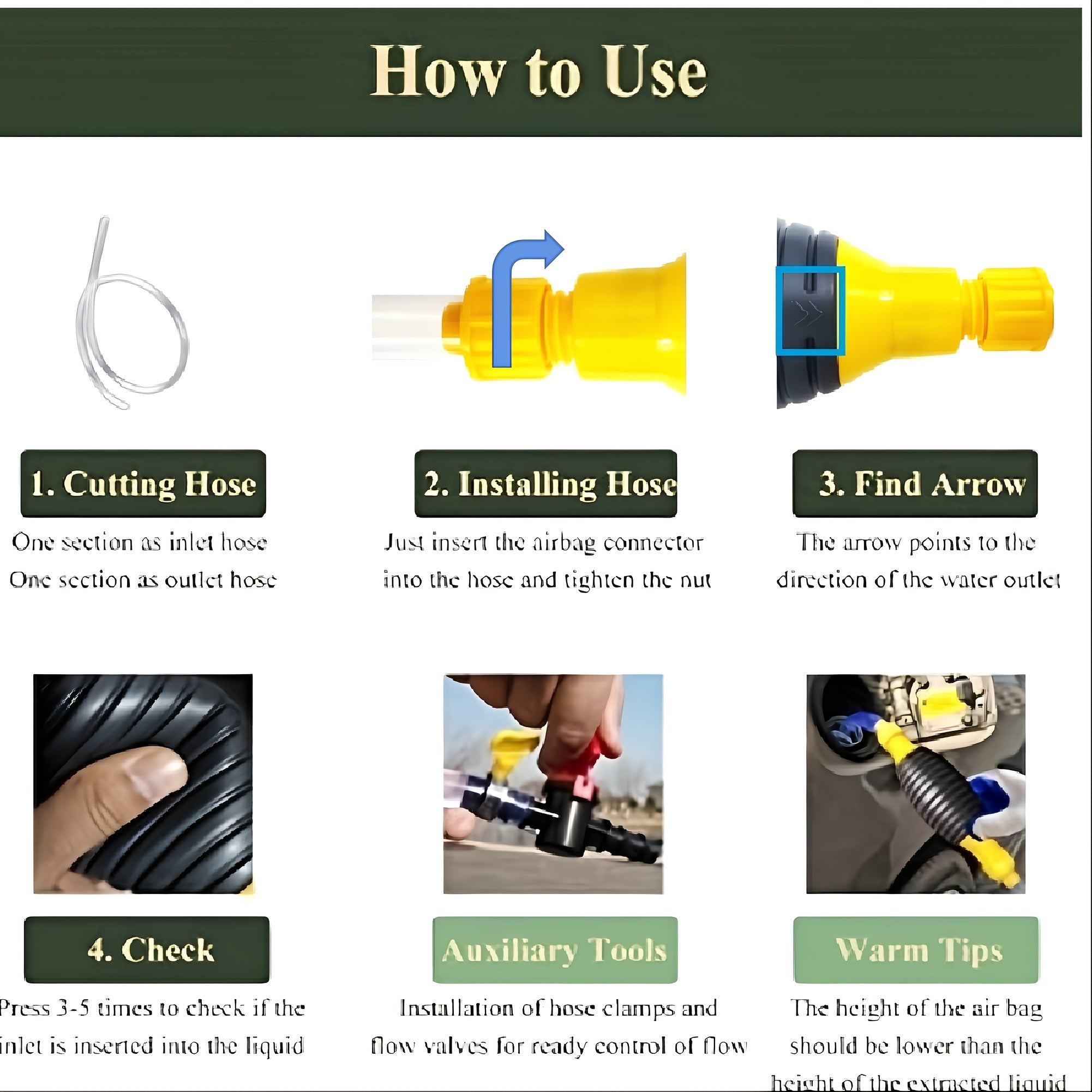 Portable Manual Fuel Pump Hand Pump Hose Fuel Transfer Siphon Pump 2M Hose