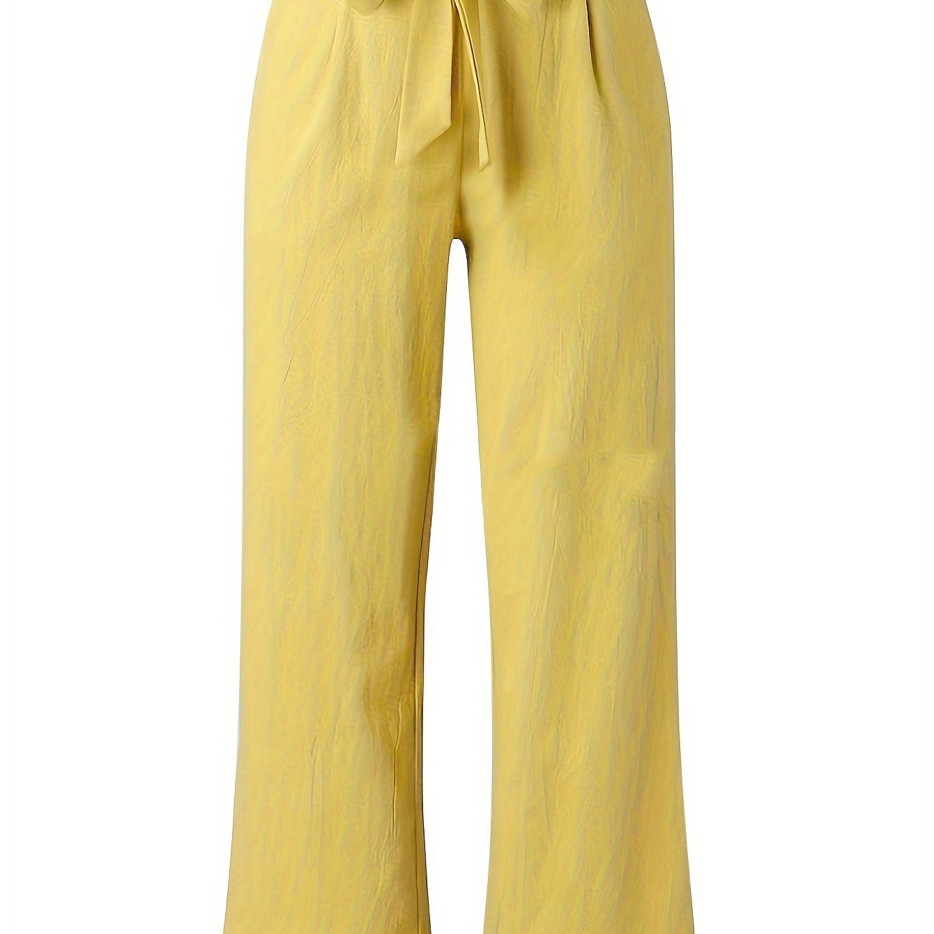  Solid Textured Wide Leg Trousers