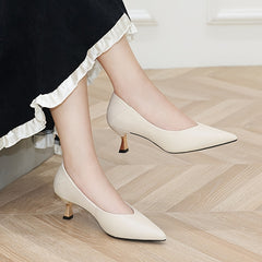Pointed Toe Kitten Heel Pumps Women's Slip-On High Heels