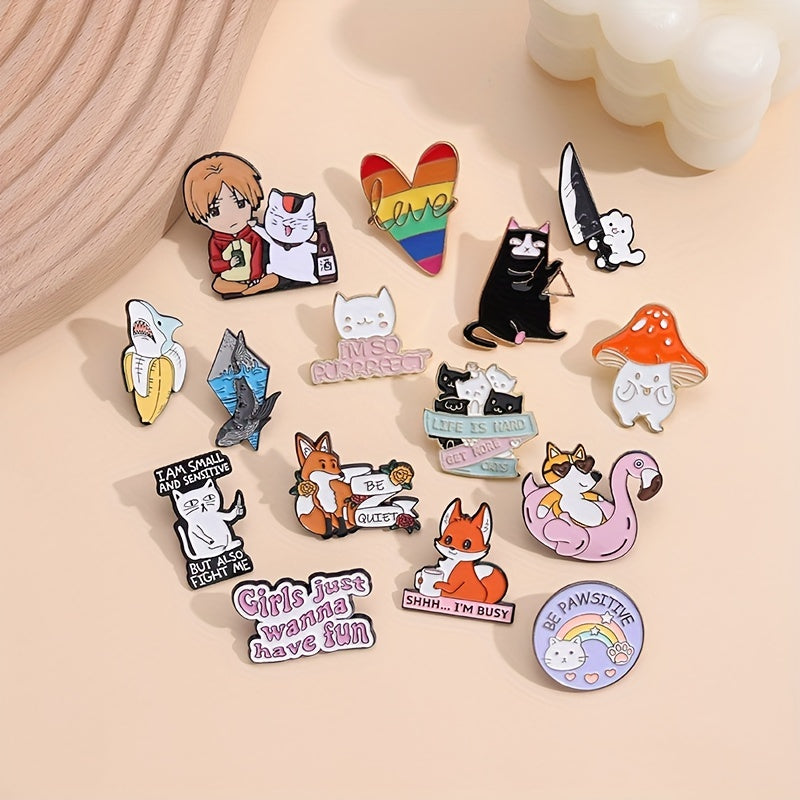 5pcs Random Cartoon Animal Brooches for Clothing and Bag Accessories