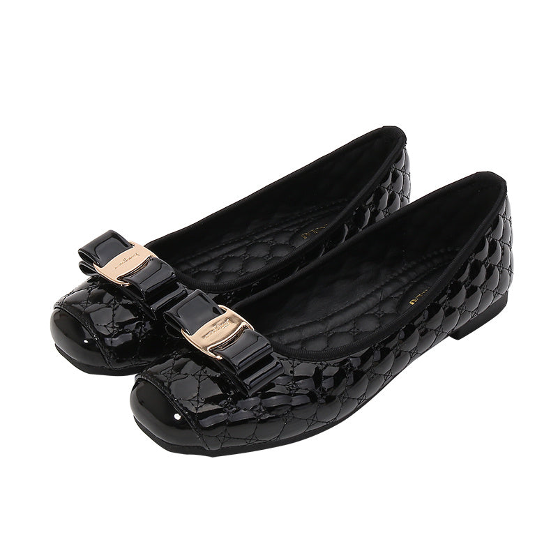 Quilted Slip On Flats Square Toe Loafers