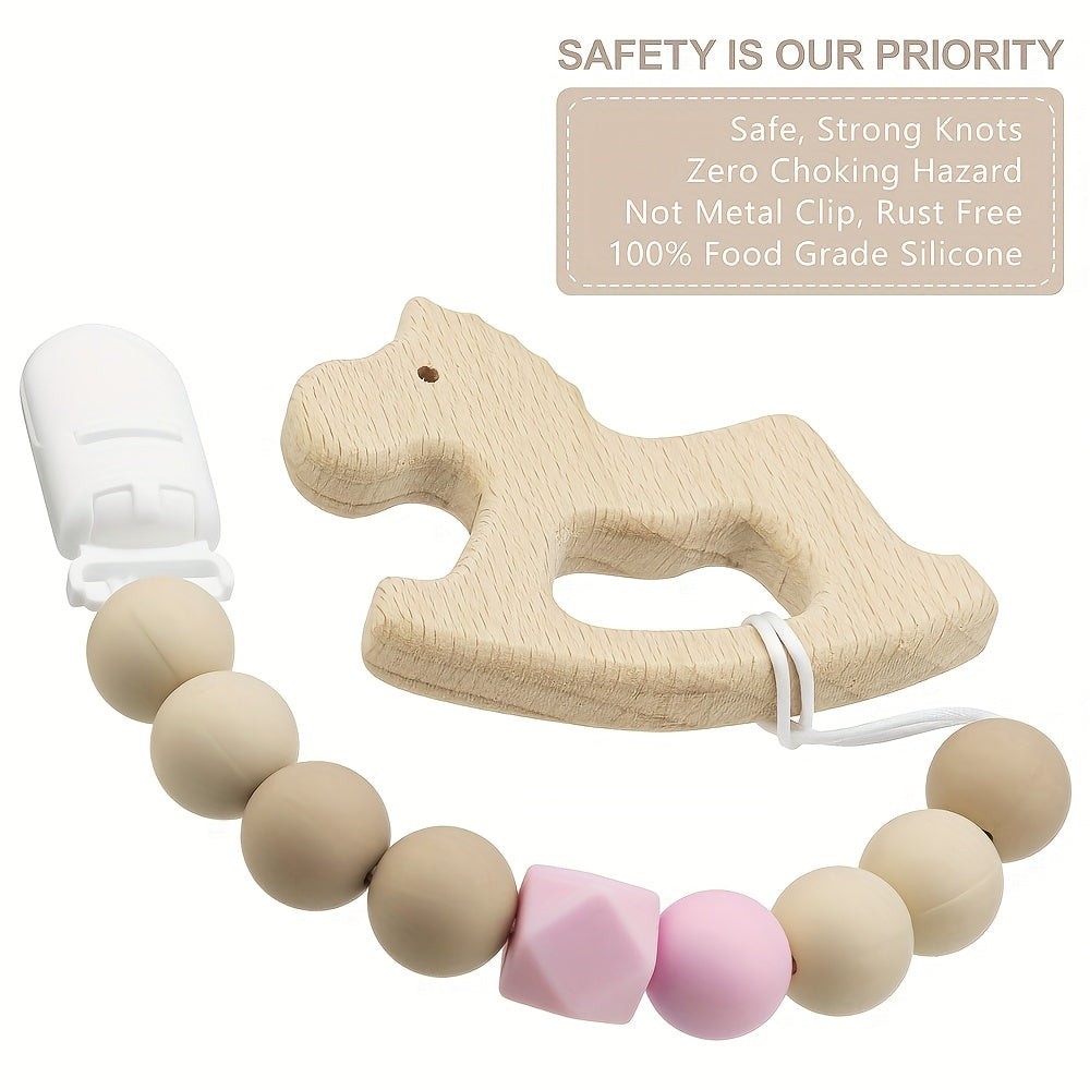 2pc Pacifier Clips Baby Boys Girls Holders Binky Clips Neutral Silicone Beads