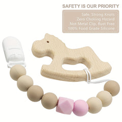 2pc Pacifier Clips Baby Boys Girls Holders Binky Clips Neutral Silicone Beads