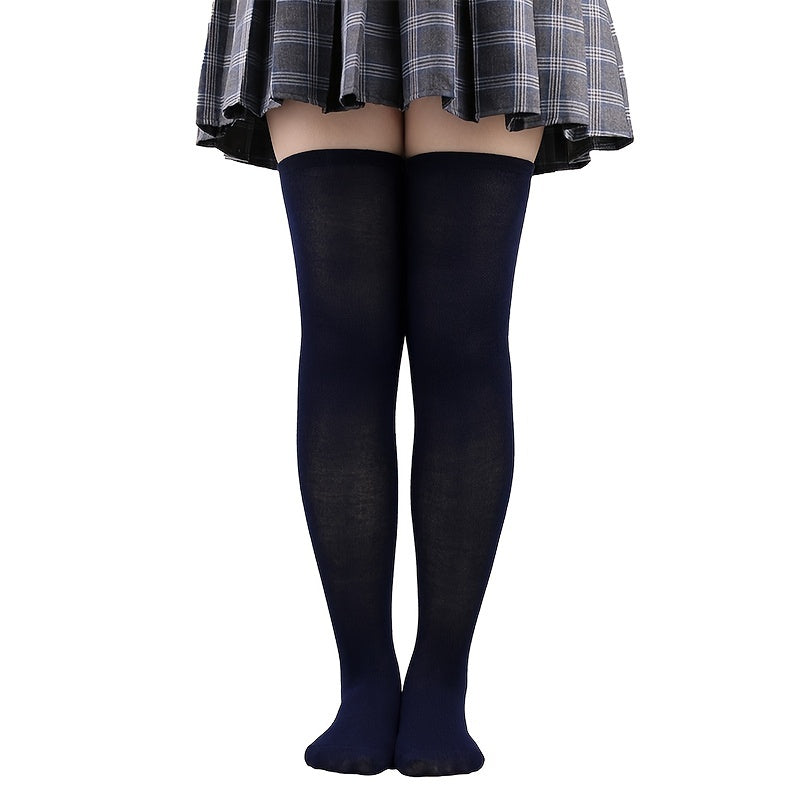 Solid Thigh High Socks Over The Knee Stockings
