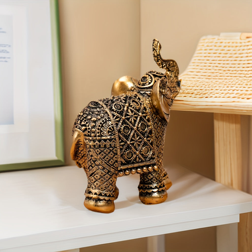 Lucky Wealth Elephant Resin Statue For Home Office Decor