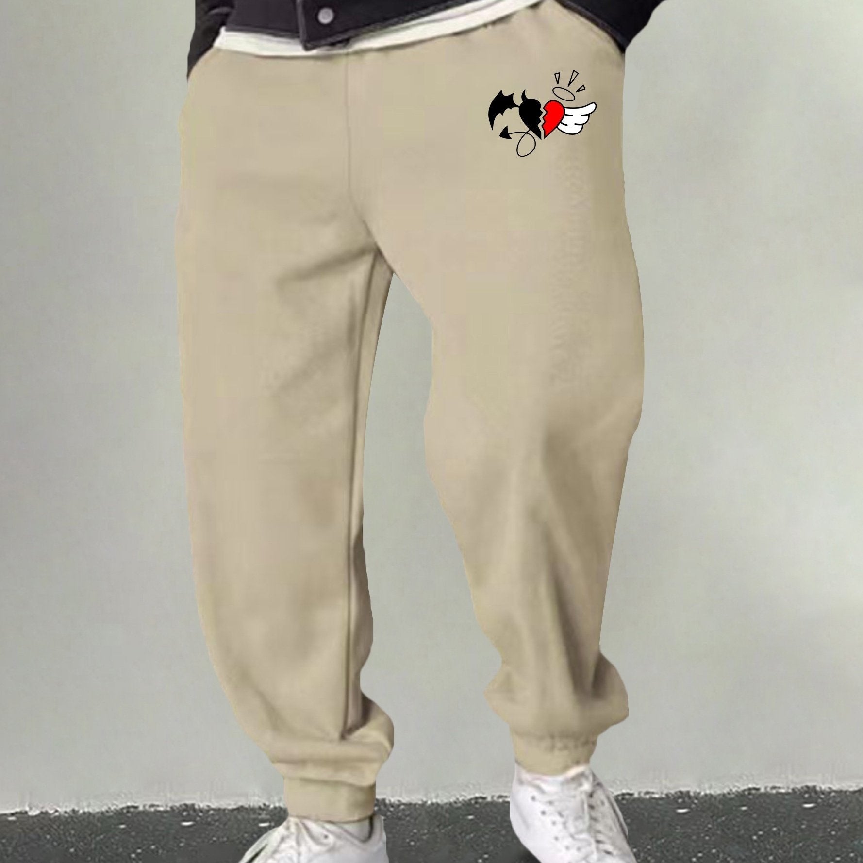 Men's Angel & Devil Graphic Sweatpants Breathable Loose Joggers For Halloween