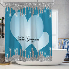 Sparkling Shower Curtain Set with Bath Mat and Hooks, 71x71 In