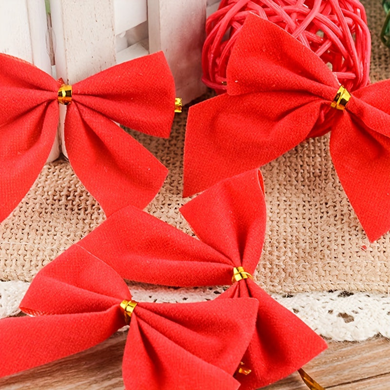 12pcs Red Christmas Bow Decoration for Party Supplies