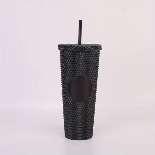 710ml Double Layer Plastic Water Cup Durian Texture Straw Cup