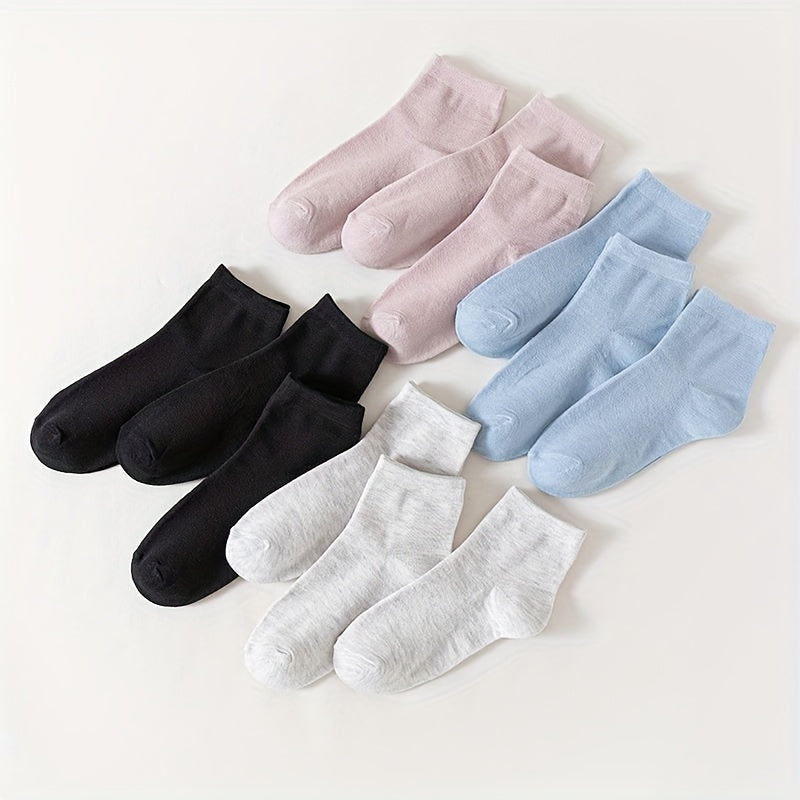 12 Pairs Solid Socks Comfy & Breathable Women's Stockings & Hosiery