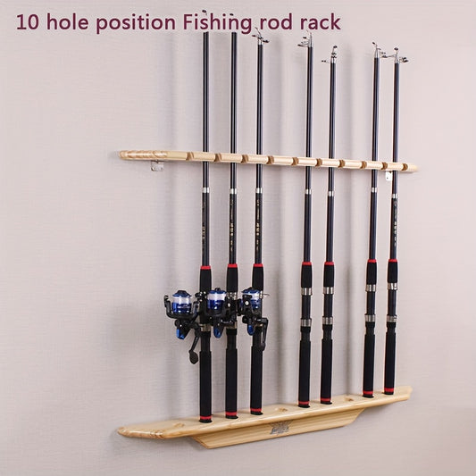 Solid Wood Fishing Rod Storage Rack Wall Mounted Display Holder