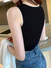 Solid Crop Tank Top Sleeveless Casual Summer Women's