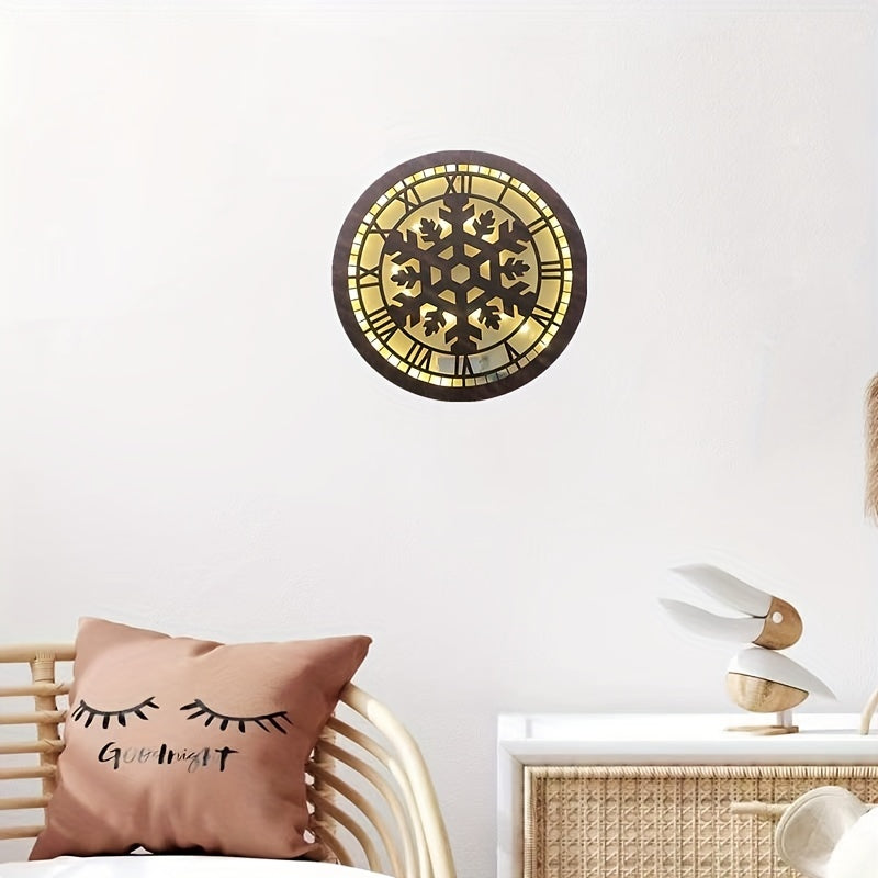 Kids Room LED Wall Clock Retro Wooden Sign Hanging Decoration