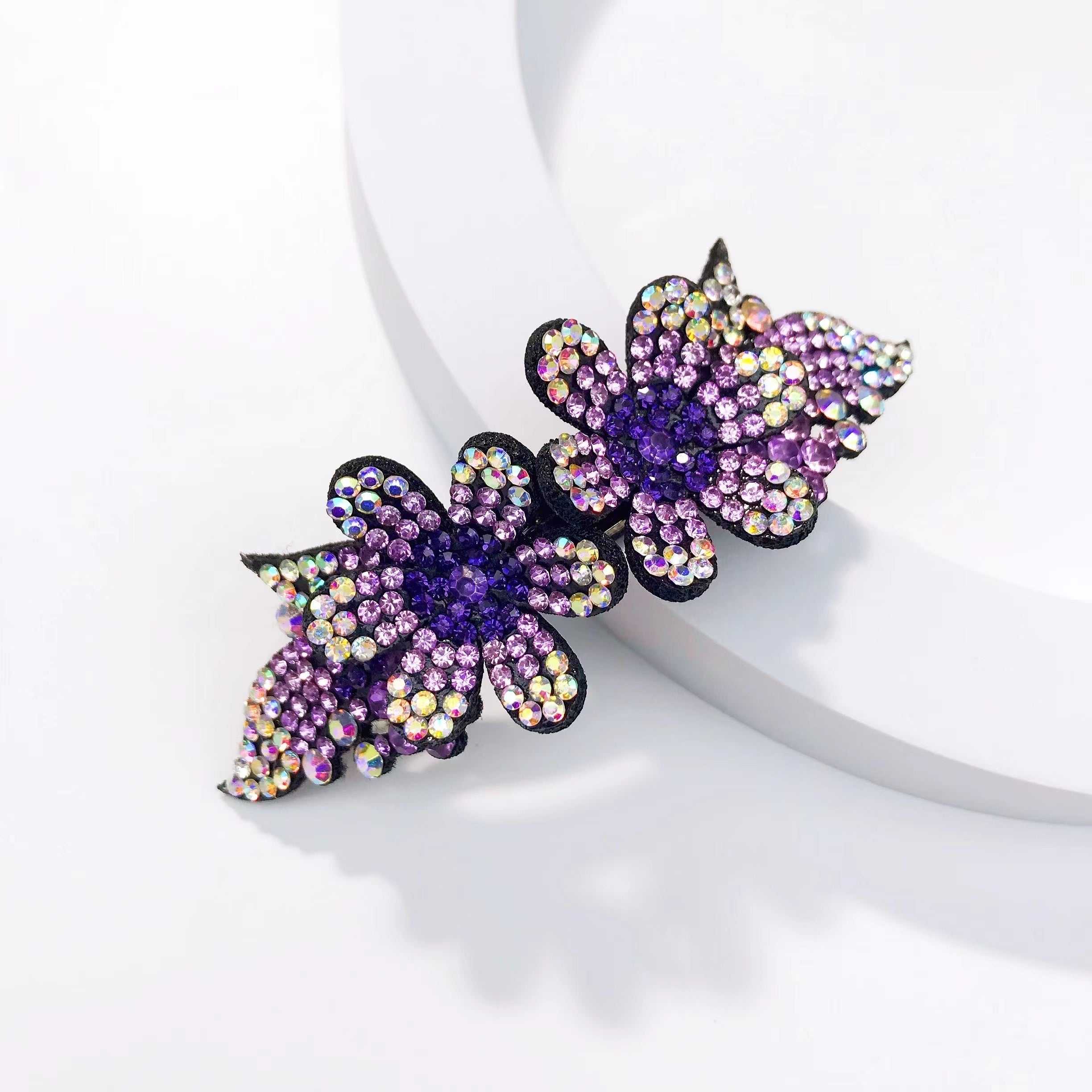 Rhinestone Flower Hair Clip French Barrette Hair Bun Maker Hair Decoration