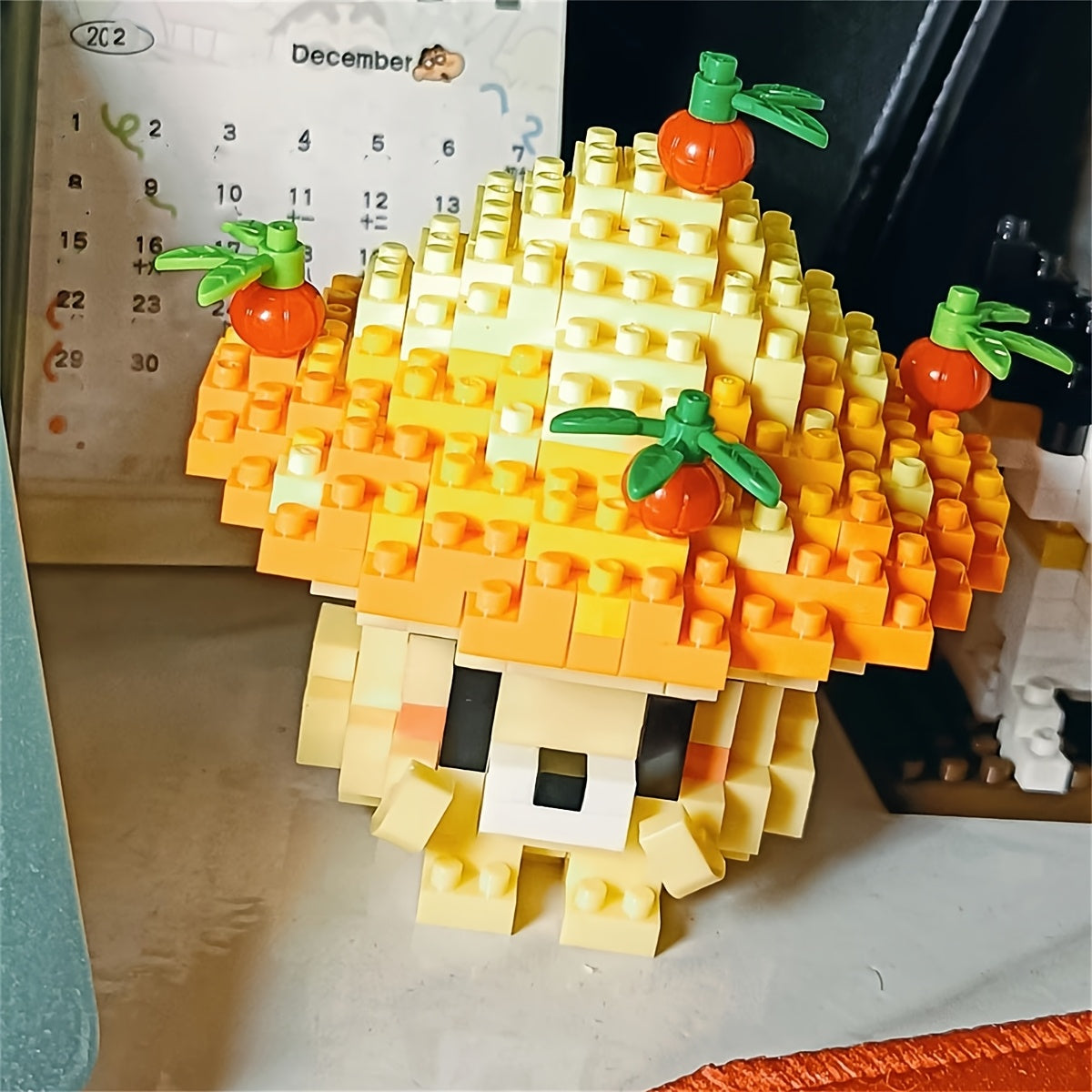 6pcs Mushroom Building Blocks Set, 1970pcs Creative Plant Toy, Desktop Ornament