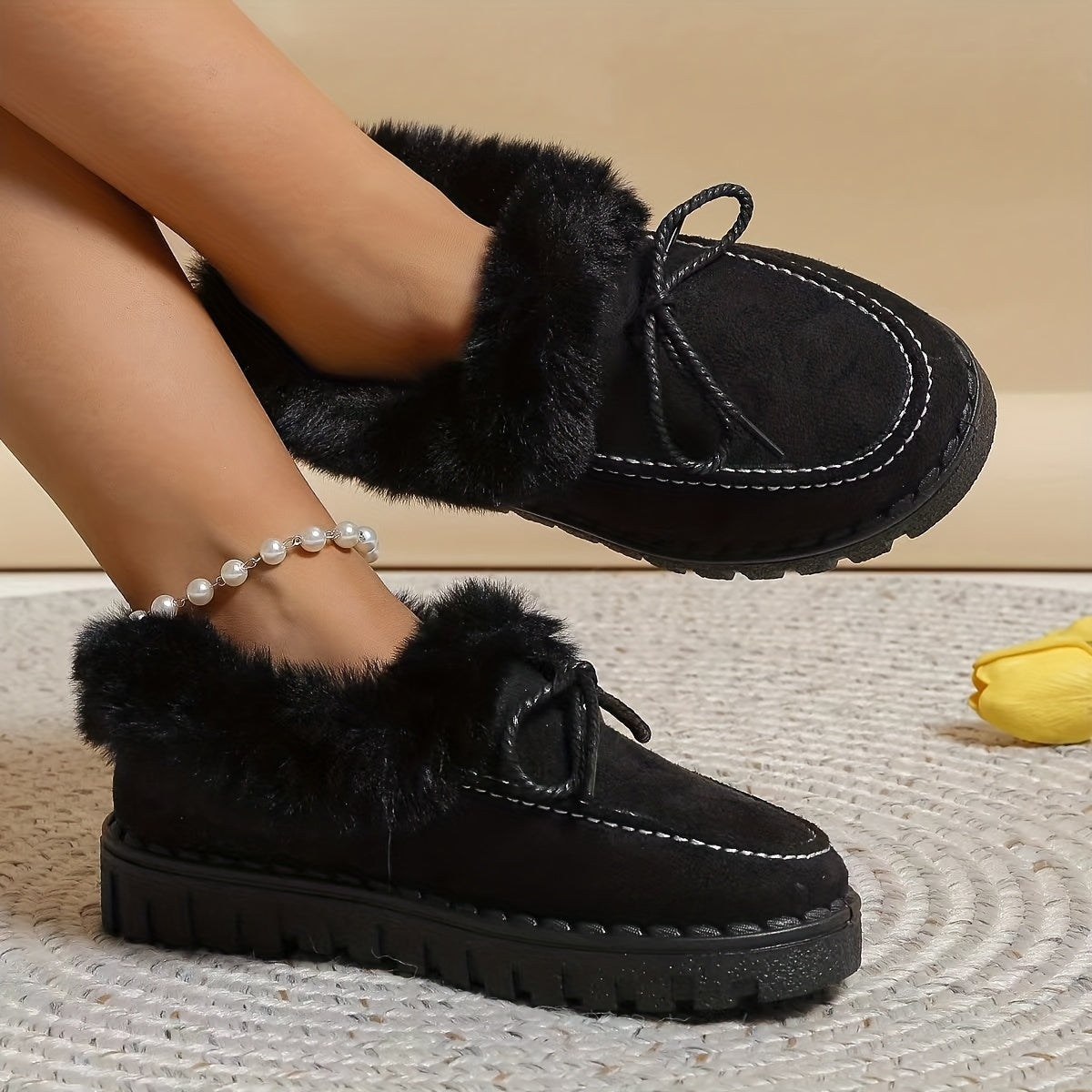 Women's Plush Lined Snow Boots Slip On Ankle Boots
