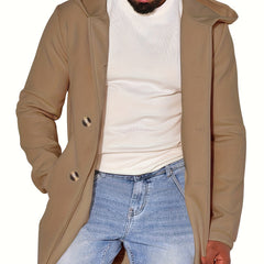 Men's Solid Button Hooded Jacket Thick Thermal Comfy Jacket