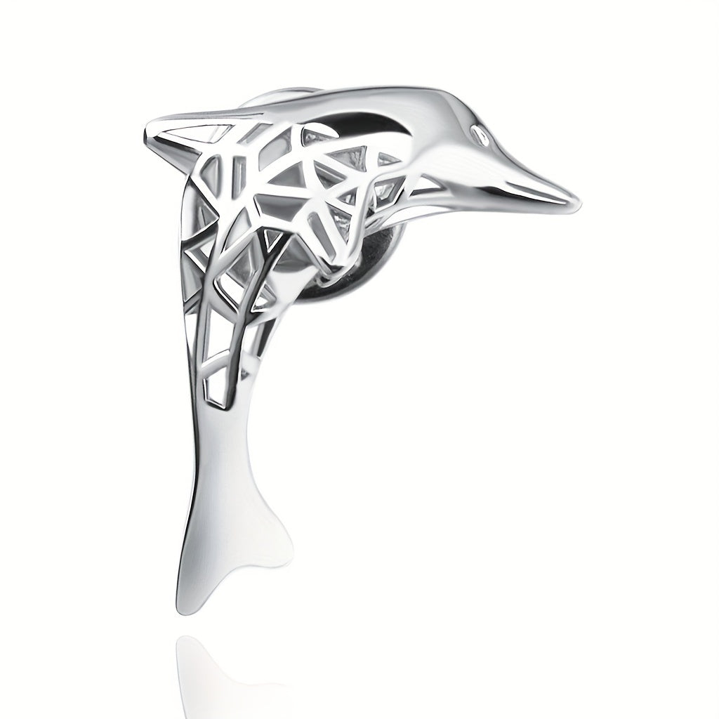 Hollow Auspicious Dolphin Brooch Jewelry Clothes Pin Suit Word Collar Pin