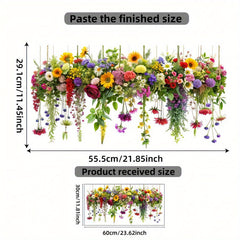 Rustic Style 3D Flower Glass Window Stickers 11.81x23.62in