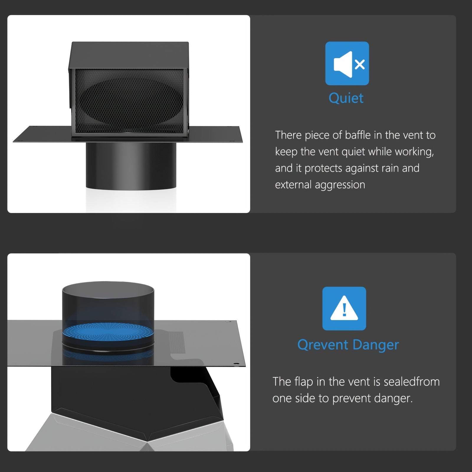 Galvanized Steel Roof Vent Cap with Damper for Ventilation System