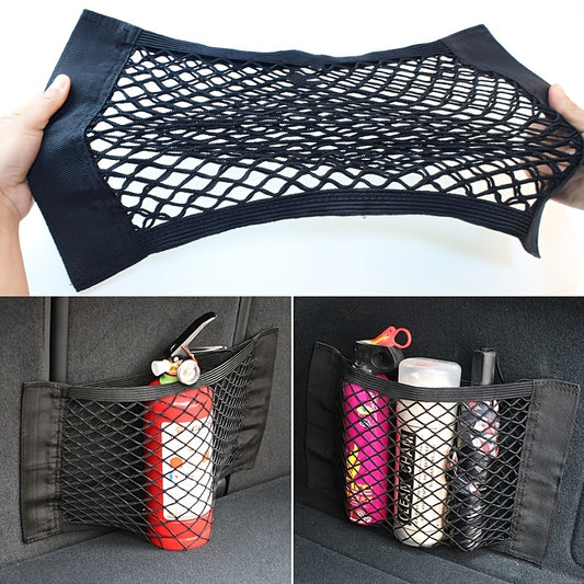 Car Trunk Organizer with Rear Net Mesh Elastic String and Sticker